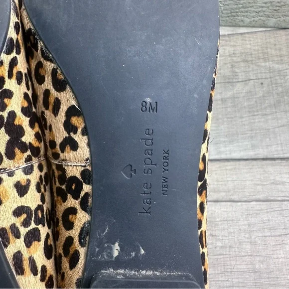 Kate S Leopard Print Norah Flats Bow Detail Calf Hair flats size 8 - Picture 6 of 7